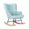 Oikiture Rocking Chair Nursing Armchair Linen Accent Chairs Upholstered Blue