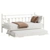 Oikiture Trundle Bed Frame Daybed Single Size Base Metal 2x Single Beds Beige