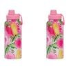 2pk Annabel Trends Watermate 950ml Stainless Steel Bottle Pink Banksia