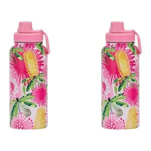2pk Annabel Trends Watermate 950ml Stainless Steel Bottle Pink Banksia