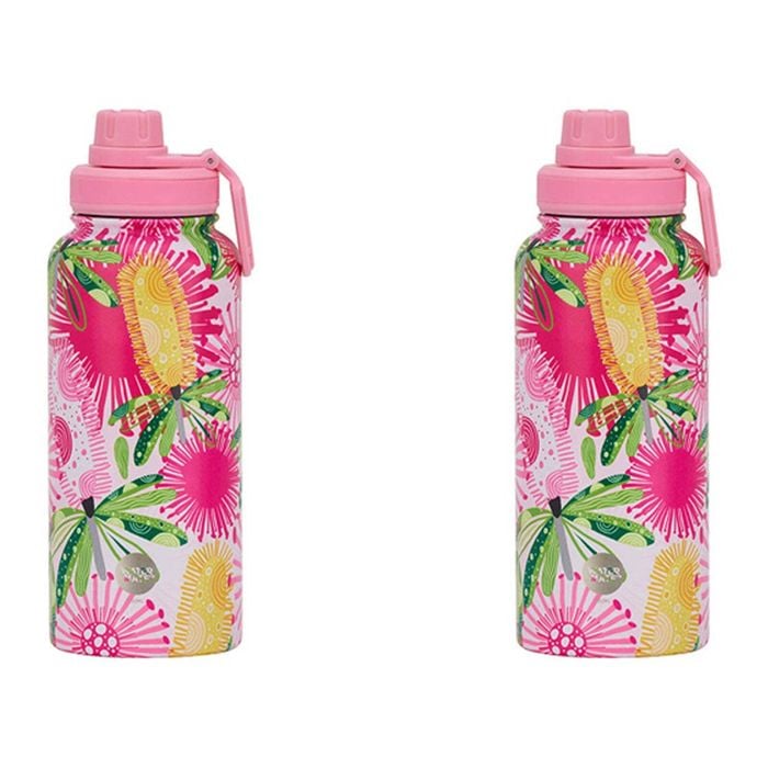 2pk Annabel Trends Watermate 950ml Stainless Steel Bottle Pink Banksia