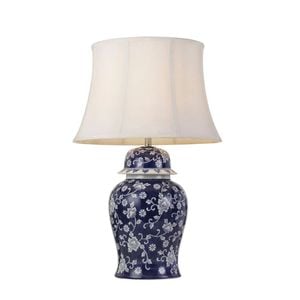 Telbix Iris Modern Table Desk Lamp Light Fabric Ceramic Blue White