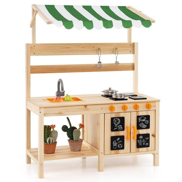 Costway Kids Wood Kitchen Natural