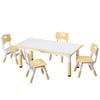 Keezi Kids Table And 4 Chairs Set Height Adjustable Toddler Drawing Desk Yellow