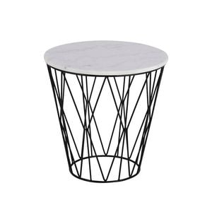 Modern Furniture DARBY Side Table Marble 50cm - White