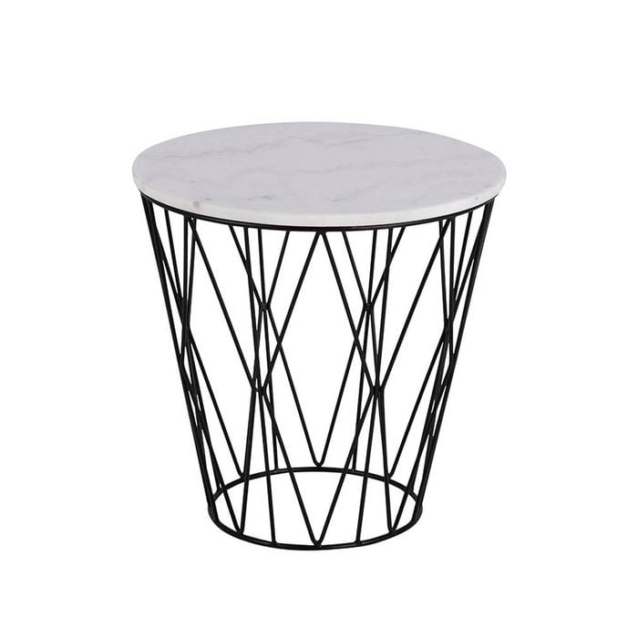 Modern Furniture DARBY Side Table Marble 50cm - White