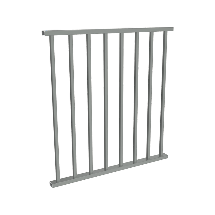 ProtectorAl 0350 – 0900 mm W x 950 mm H Palladium Silver Aluminium Flat Top Square Picket Balustrade Panel