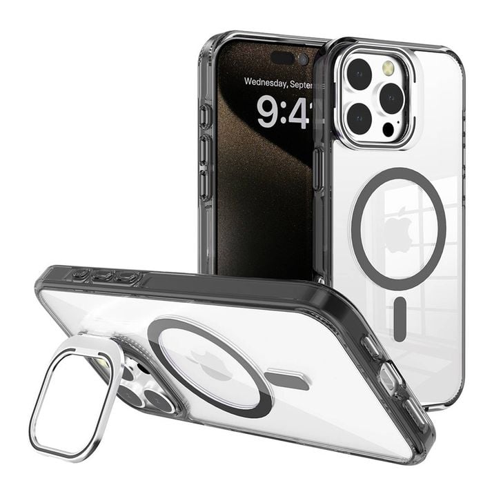 REDEFINE Transparent Magsafe Case Cover with Magnetic Ring for iPhone 16 Pro - Black