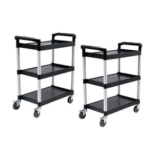 SOGA 2X 3 Tier Portable Kitchen Food Trolley-Black