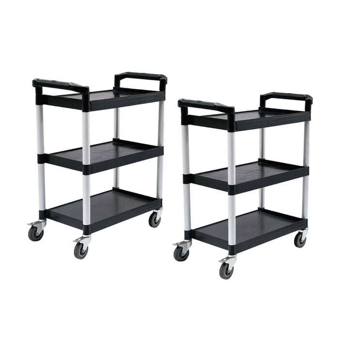 SOGA 2X 3 Tier Portable Kitchen Food Trolley-Black