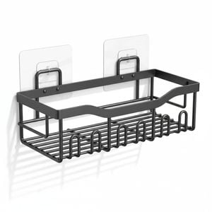 5-Pack Adhesive Shower Caddy for Bathroom & Kitchen Storage, Stainless Steel - BLACK