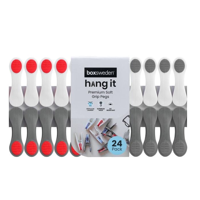 Boxsweden Premium Soft Grip Clothes Pegs - 24 Pack