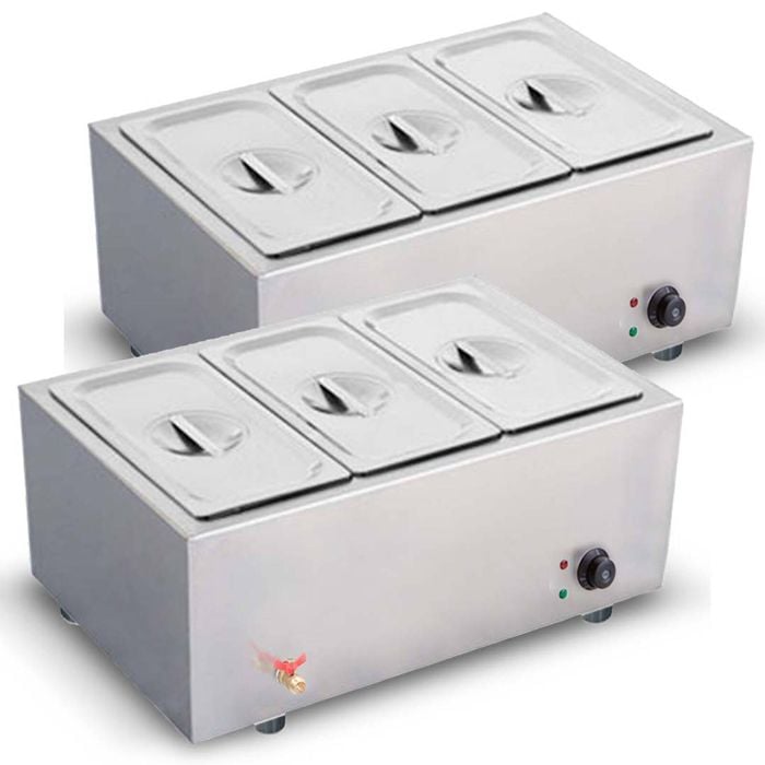 SOGA 2X Stainless Steel Electric Bain Marie Food Warmer 3 x 1/2 GN Pan