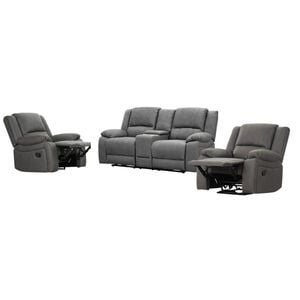 Anderson 1+1+2 Seater Fabric Electric Recliner Sofa Lounge Chair Set Latte Light Grey