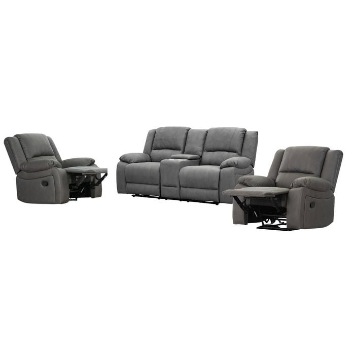 Anderson 1+1+2 Seater Fabric Electric Recliner Sofa Lounge Chair Set Latte Light Grey
