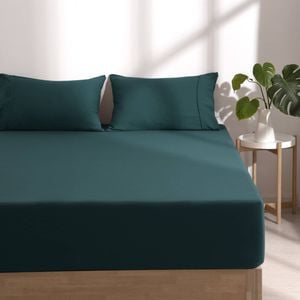 Dreamaker Superfine Washed Microfibre Combo Fitted Sheet Set Teal Super King Bed