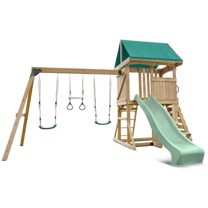 Lifespan Kids Carindale Swing Set & Play Centre with 2.2m Pastel Green Slide 