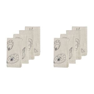 2x 4pc Ecology Cotton/Linen Feast Napkins 45x45cm Flax