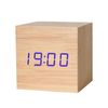 Catzon Modern Bamboo Wooden Alarm Clock Thermometer Calendarr-blue