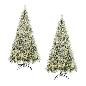 Tinseltown 2PCS LED Christmas Tree 2.1M 7FT Xmas Trees White Snow Flocked Decorations