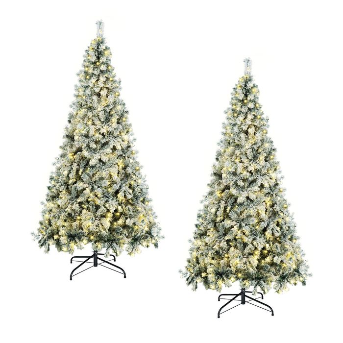 Tinseltown 2PCS LED Christmas Tree 2.1M 7FT Xmas Trees White Snow Flocked Decorations