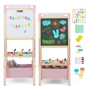 Costway 3in1 Kid Art Easel Adjustable Mag Chalkboard Whiteboard Pink