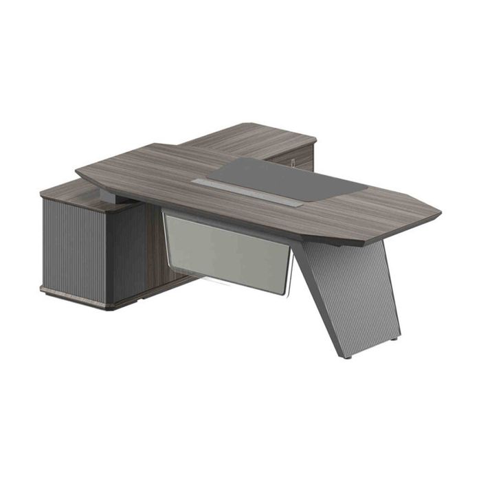 Modern Furniture MADDOK Executive Desk with Right Return 200cm - Chocolate&Grey
