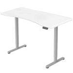FORTIA Sit To Stand Up Standing Desk, 150x68cm, 72-118cm Electric Height Adjustable, Curved, 50kg Rated, White/Silver Frame