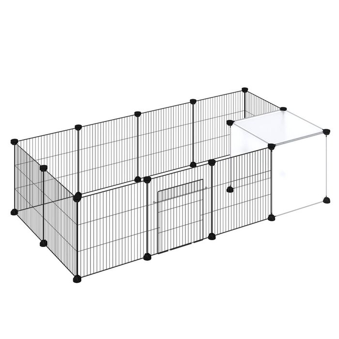 PaWz Rabbit Cage Metal Playpen with Door for Small Pets Indoor Black