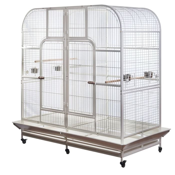 Yes4pets Xxxl 185 Cm White Bird Cage Pet Parrot Aviary Perch Castor Wheel Removable Divider