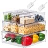 10-Pack Clear Pantry Organizer Bins with Lids and Spoons - Storage for Kitchen, Cabinets, Fridge