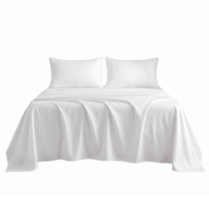 Giselle Queen 500TC 100% Cotton Bed Sheet Set Includes Fitted Sheet 40cm Deep Pocket, White
