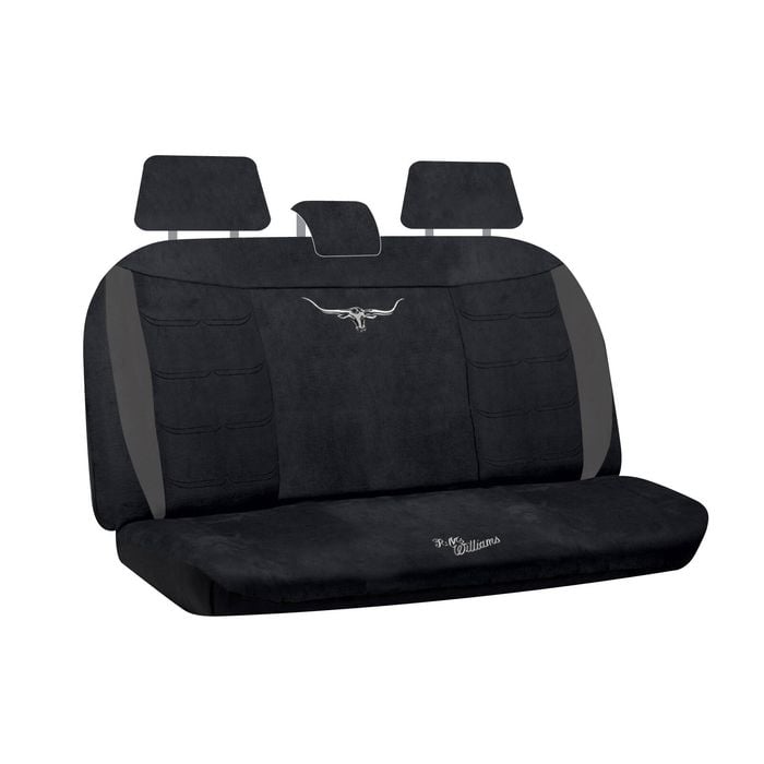 R.m.williams Rmw Longhorns Black Suede Velour Rear Car Seat Cover Universal Fit