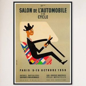 Galrie Vintage 1950s Salon de L'automobile Advertising Poster for Classic Car Lovers, Black Frame, A0 84 x 119cm (33 x 47inch)