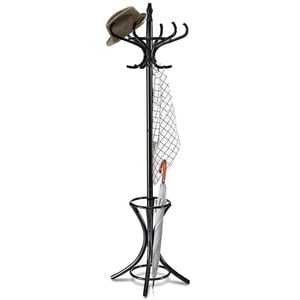 Costway Wooden Coat Rack Stand Hat Hanger Black 184cm