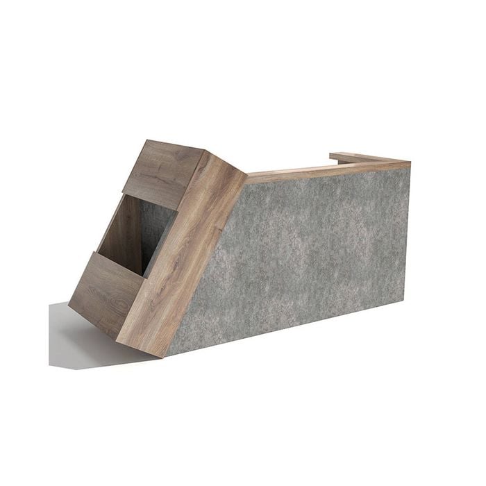 Modern Furniture QUADE Reception Desk - Warm Oak & Concrete Look