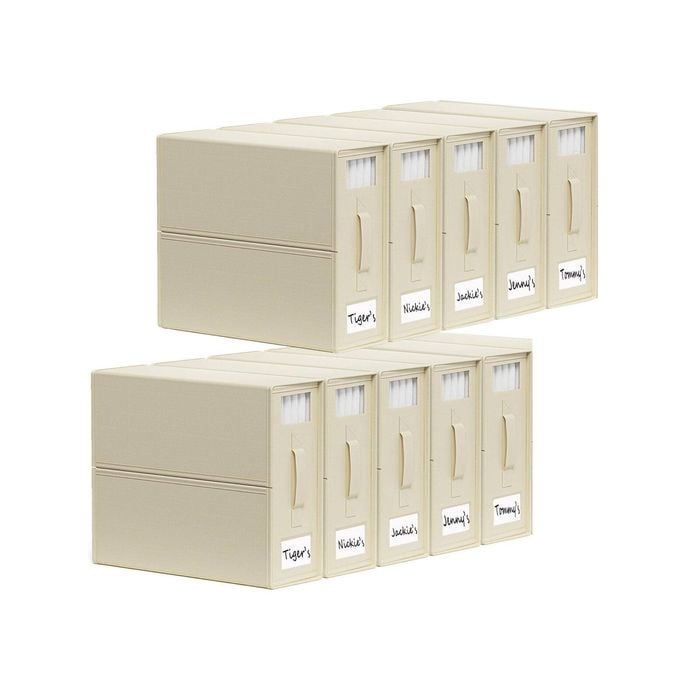 Kitchee 10x Foldable Bed Sheet Storage Box - Linen + Closet Organiser Beige