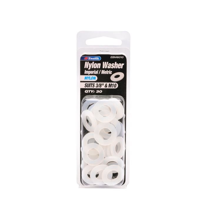 Zenith Nylon Washer Suits 3/8" & M10 30pk
