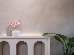 A textured lime wash paint on the wall