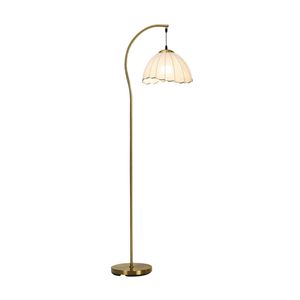 Oikiture Retro Floor Lamps Standing Lamp Fabric Shape Metal Frame Golden