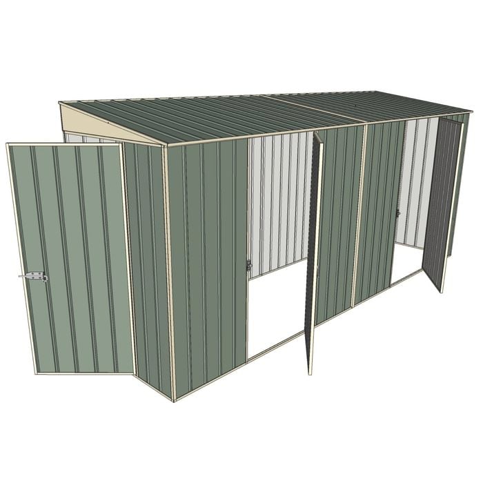 Build-A-Shed 1.2 x 4.5 x 2.0m Skillion Dual Single Hinged Side Doors Shed - Green