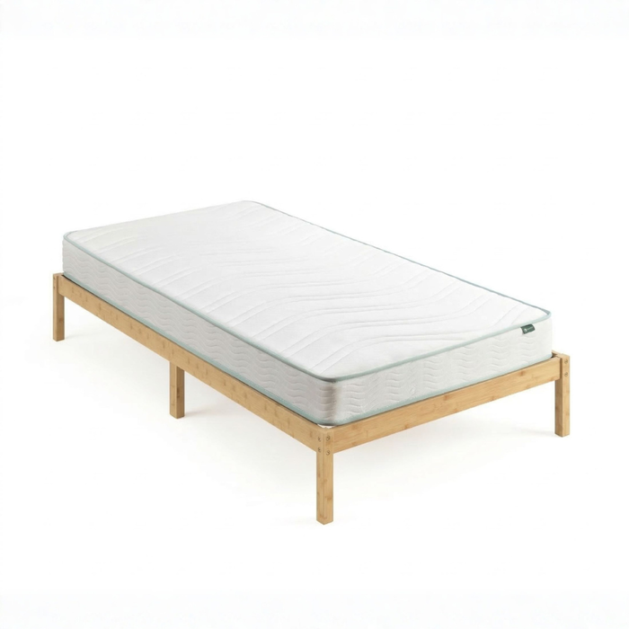Zinus King Single Bamboo Wood Bed Base & Bonnell Spring Mattress Set, Essential Inner Spring