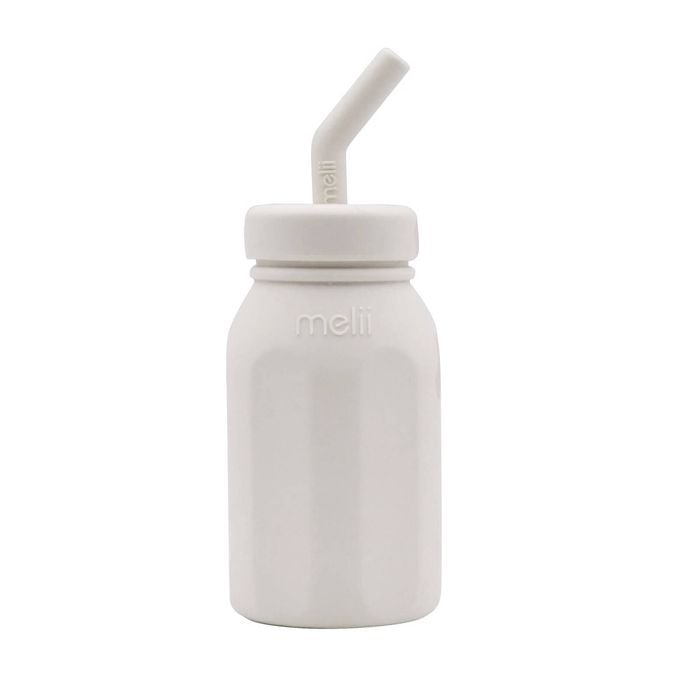 Melii Luxe Silicone Straw Bottle 230ml - Ivory