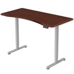 FORTIA Sit To Stand Up Standing Desk, 150x68cm, 72-118cm Electric Height Adjustable, Curved, 50kg Rated, Walnut Style/Silver