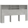 vidaXL Headboard Cabinet Home Organiser Wall Bookcase Shelf Concrete Grey 180 cm