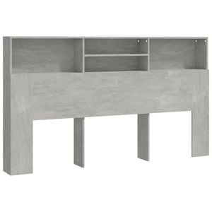 vidaXL Headboard Cabinet Home Organiser Wall Bookcase Shelf Concrete Grey 180 cm