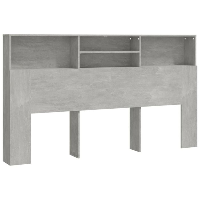 vidaXL Headboard Cabinet Home Organiser Wall Bookcase Shelf Concrete Grey 180 cm