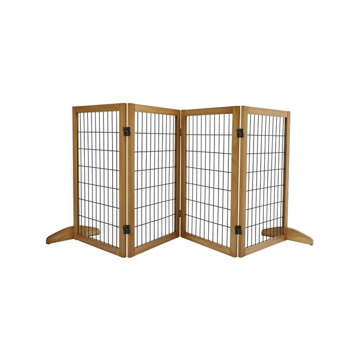 Charlie's Nature Freestanding Wood/metal Pet Gate Natural Pinewood 4 Panel