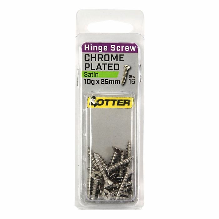 Otter 10 x 25mm Satin Chrome Hinge Screws - 16 Pack