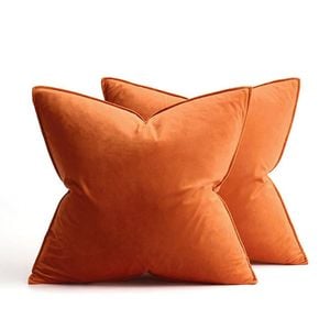 Catzon 2 Pcs Decorative Velvet Throw Pillow Covers Soild for Home Car 50X50cm-Orange